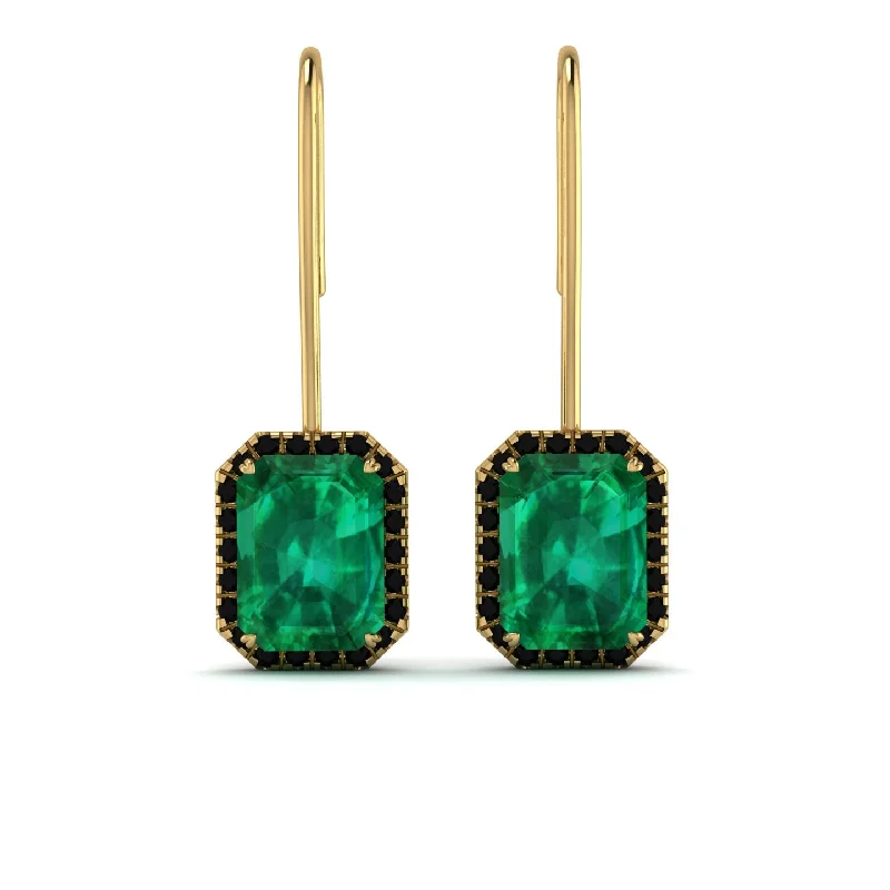 trendy earrings for women-Halo Emerald Cut Emerald Earrings - Izabella No. 34