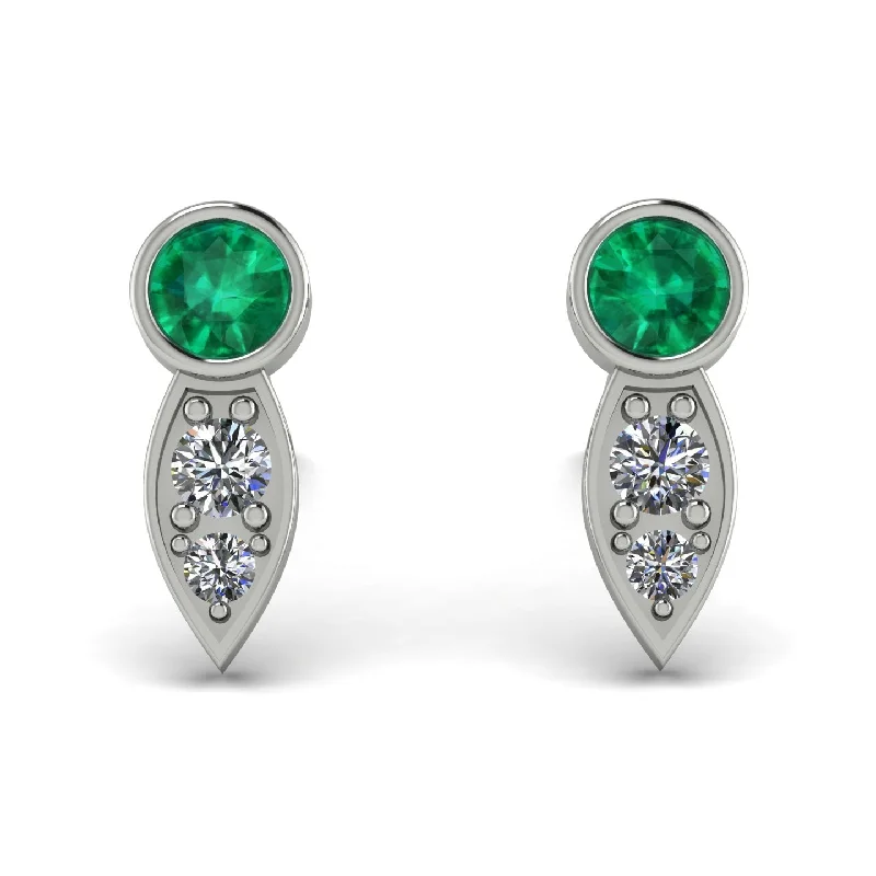 long drop earrings for women-Bezel Emerald Earrings In Pear Shaped - Aniya No. 6