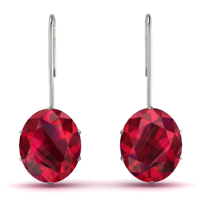 silver stud earrings for women-Oval Hidden Halo Ruby Earrings - Gemma No. 42