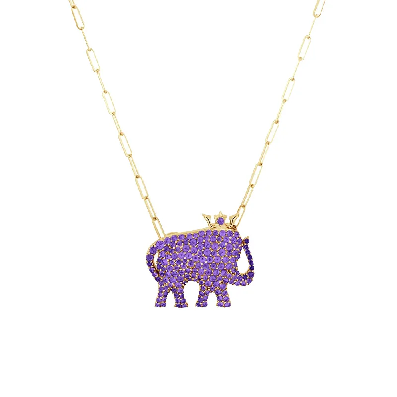 infinity heart pendant necklace for women-Amyethyst Elephant Pendant