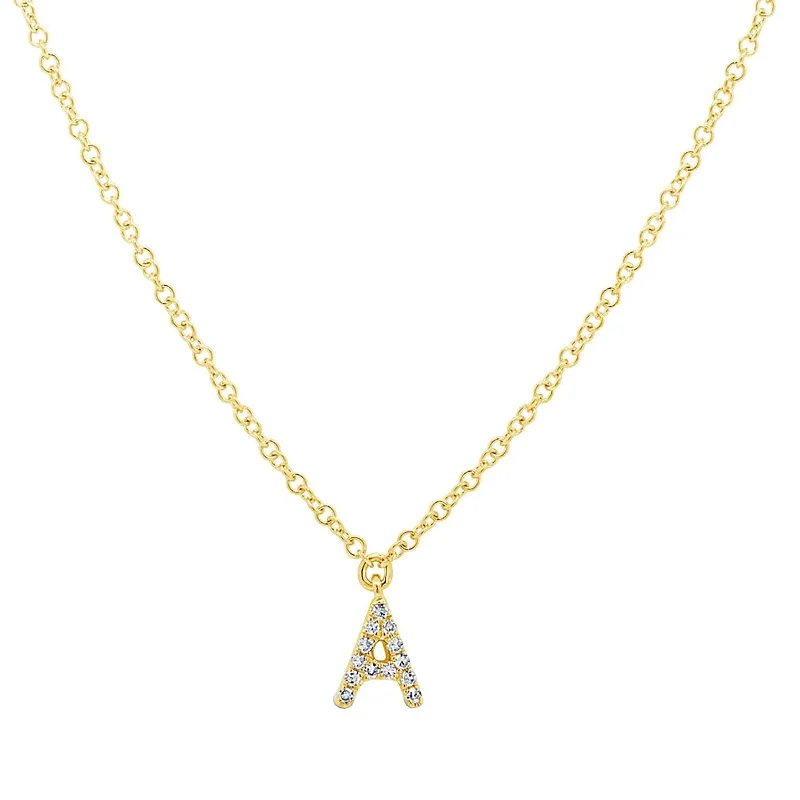 zodiac sign necklace for women-Diamond Initial Pendant - Letter A