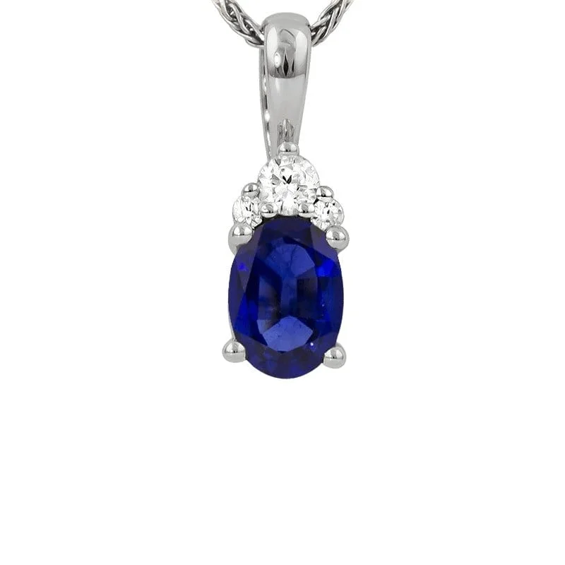 simple pearl necklace for women-Blue Sapphire and Diamond Pendant