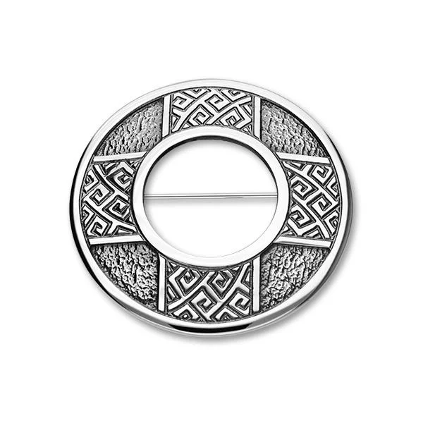 gemstone brooch for women-Celtic Silver Brooch B532