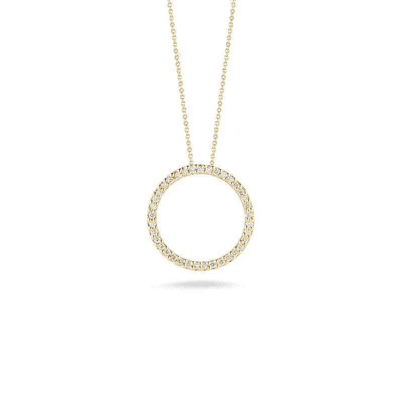 rose gold pendant necklace for women-Medium Diamond Open Circle Pendant