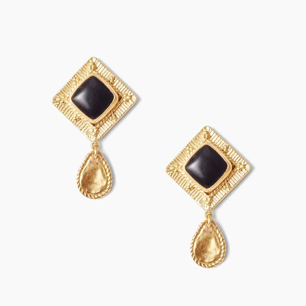 rhinestone earrings for women-Black Onyx Vignette Drop Earrings