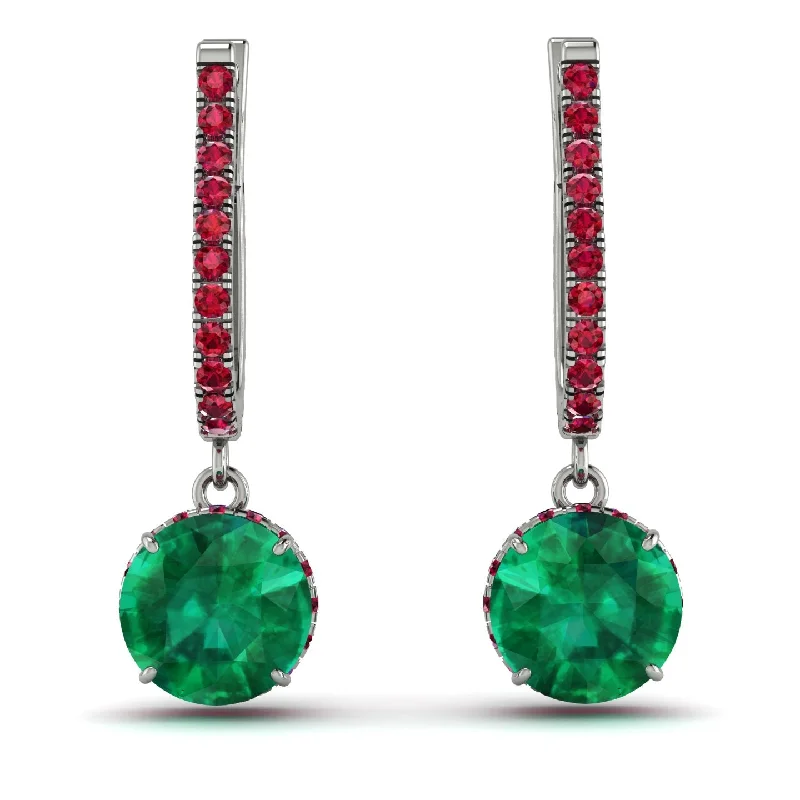 trendy heart earrings for women-Emerald Dangle Earrings With Hidden Halo - Adaline No. 51