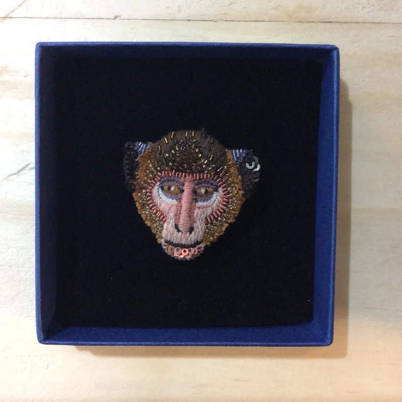 chic heart brooch for women-Rhesus Monkey Brooch