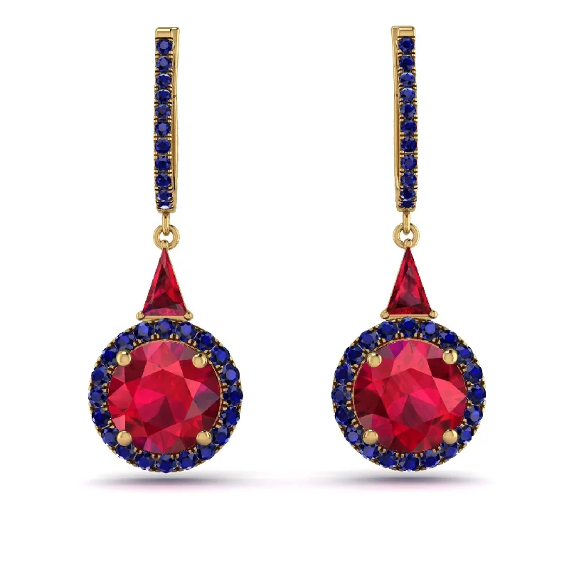 diamond dangle earrings for women-Hidden Halo Ruby Earrings - Joanna No. 70