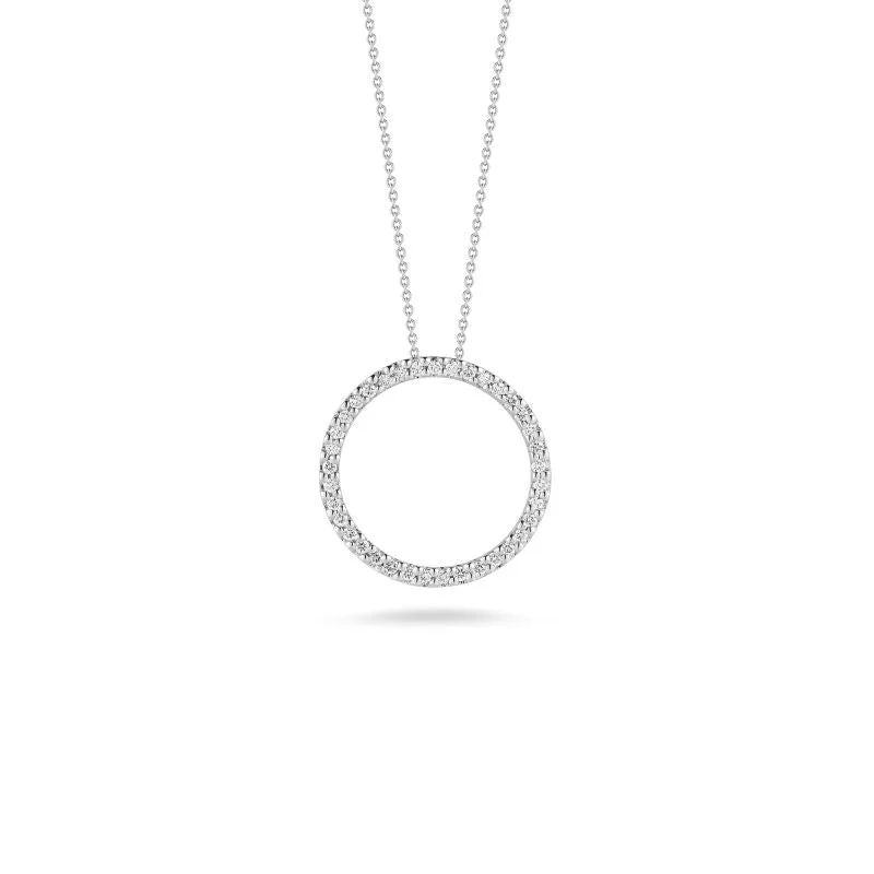 cross pendant necklace for women-Medium Diamond Open Circle Pendant