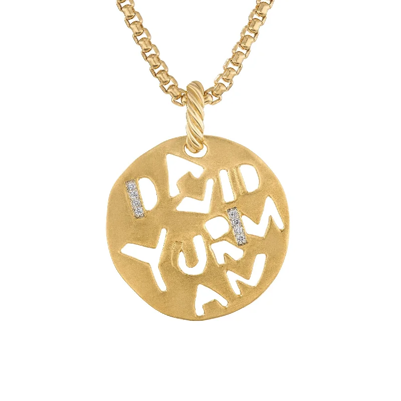 simple diamond necklace for women-DY Elements Graffiti Pendant in 18K Yellow Gold with Diamonds