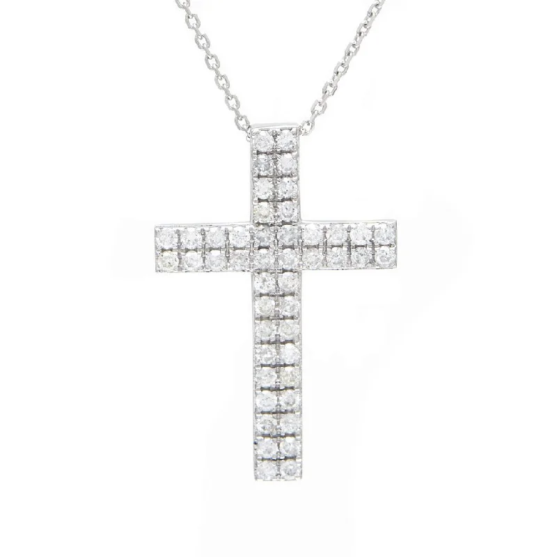 luxury heart necklace for women-14k White Gold Diamond Cross