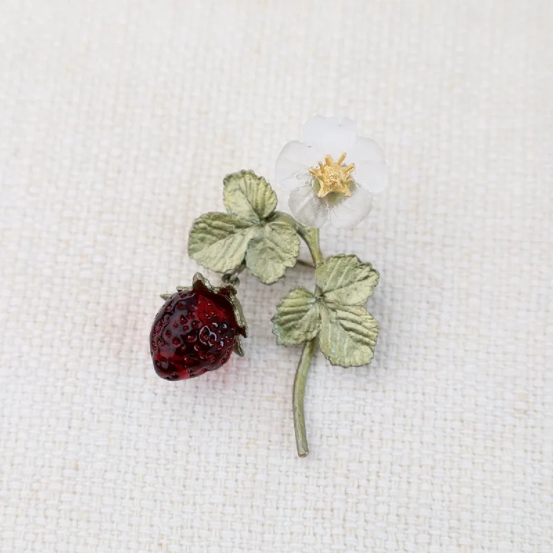 sapphire flower brooch for women-Strawberry Brooch