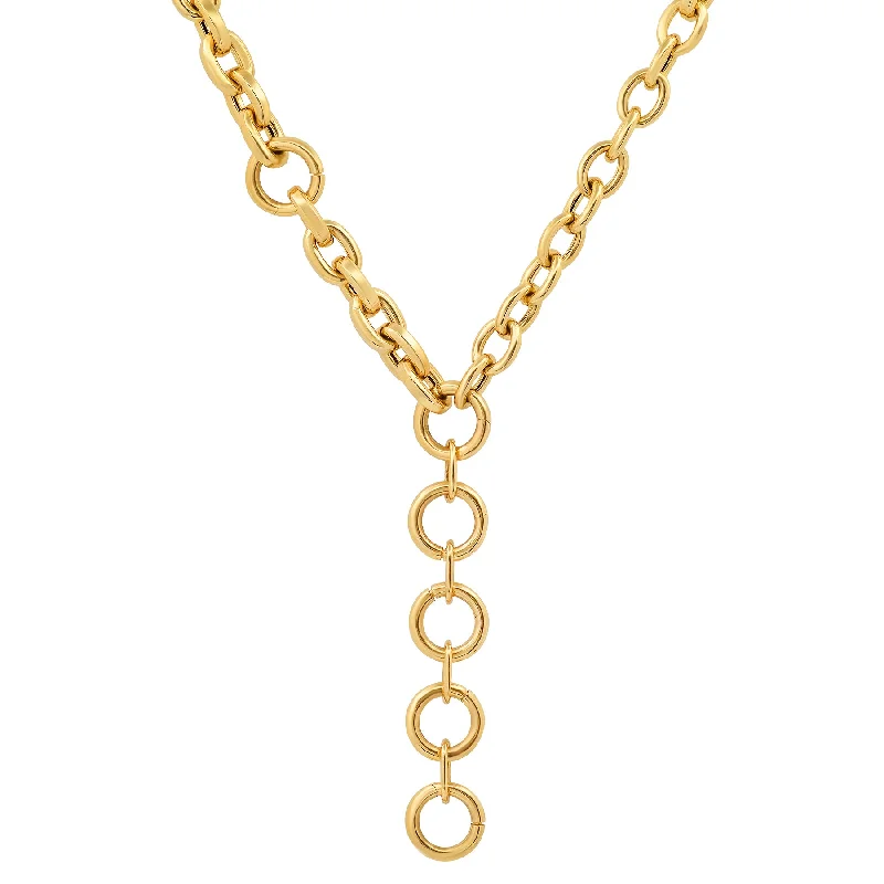 trendy necklace for women-SHIP ANCHOR LINK CHAIN W/6 ENHANCERS, 14kt GOLD