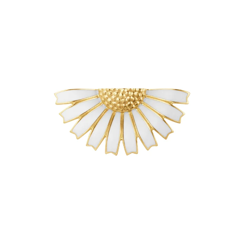 wedding flower brooch for women-Daisy Half Flower Gold Plated Brooch