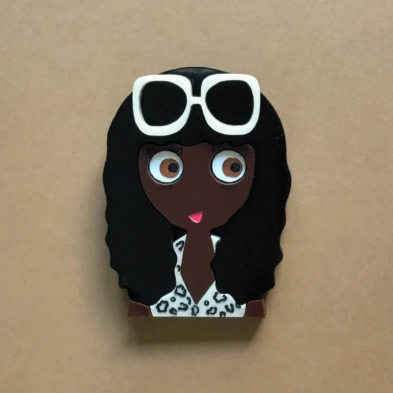 handcrafted brooch for women-ANITA Acrylic Brooch, Leopard Print Dress & Sunglasses