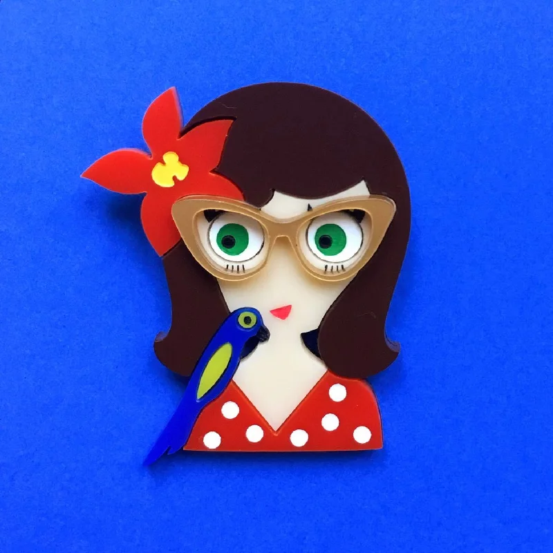 custom floral brooch for women-CARMEN Acrylic Brooch, May Pin-up & Parrot Limited Edition