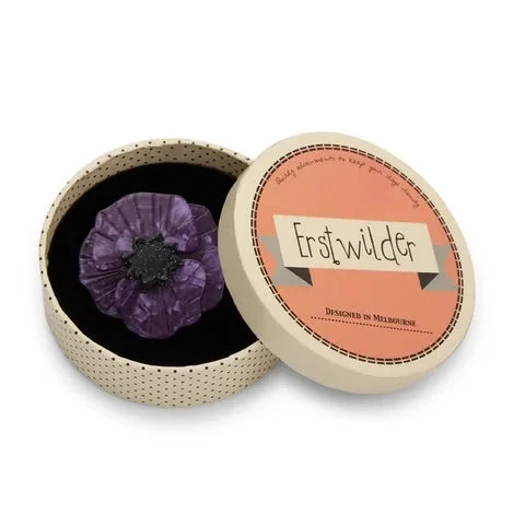 stylish gemstone brooch for women-Erstwilder Purple Poppy Field brooch 2017