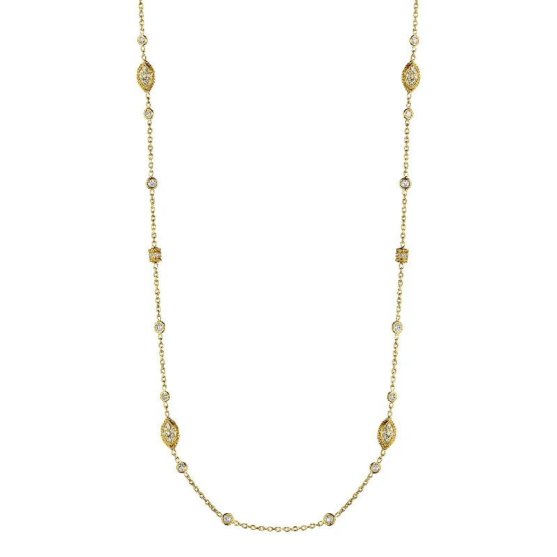 tennis necklace for women-Marquise & Rondel Unit Chain