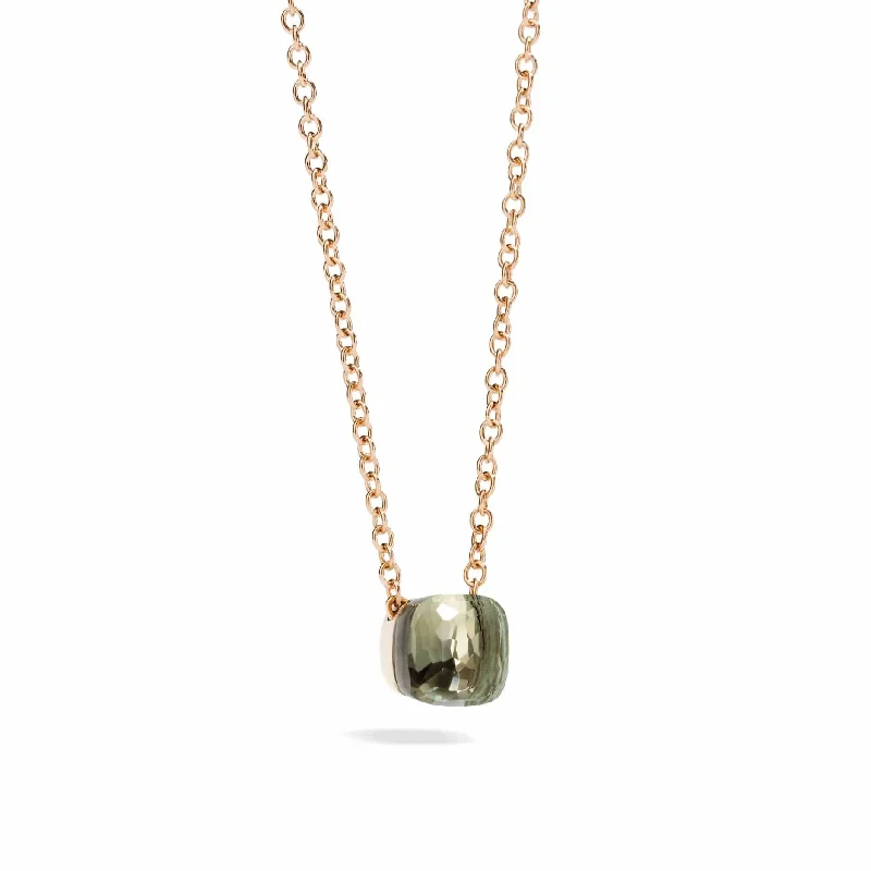 trendy silver necklace for women-Prasiolite Nudo Petit Pendant