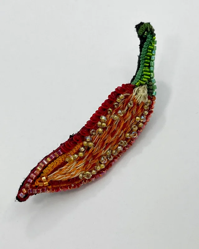 gold butterfly brooch for women-Red Chili Brooch