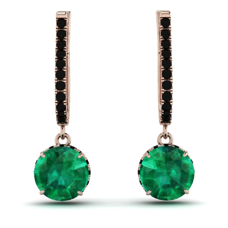 beaded earrings for women-Emerald Dangle Earrings With Hidden Halo - Adaline No. 35