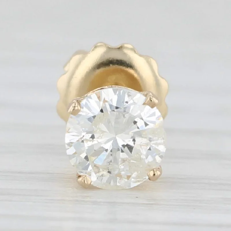 non-traditional engagement rings for women-0.51ctw Diamond Single Stud Earring 14k Yellow Gold Round Solitaire