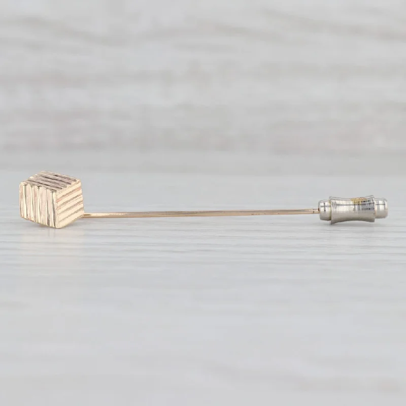 minimalist engagement rings for women-Vintage Tiffany & Co Cube Stickpin 14k Yellow Gold Push On Back