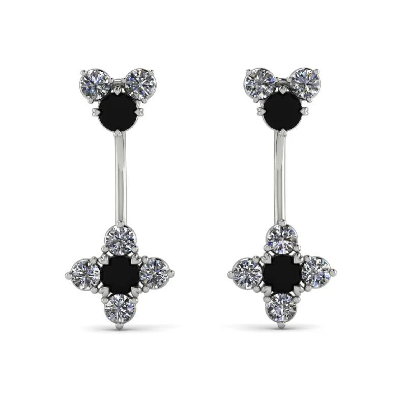 zirconia earrings for women-Hanging Black Diamond Compass Earrings - Brittany No. 9