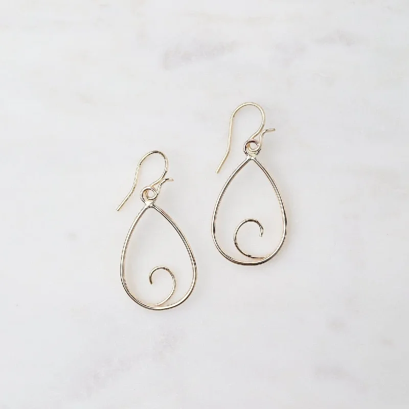 opal stud earrings for women-Gold Filled Coiled Wire Teardrop Earrings