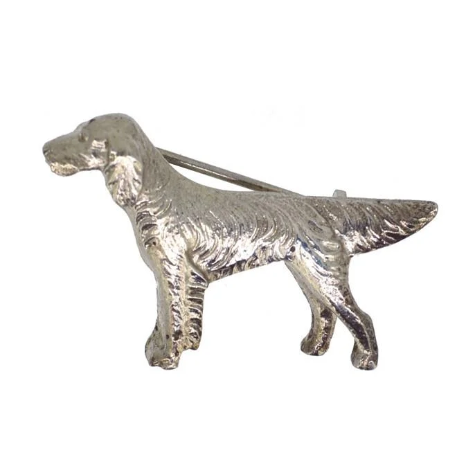 geometric crystal brooch for women-Silver Dog Brooch