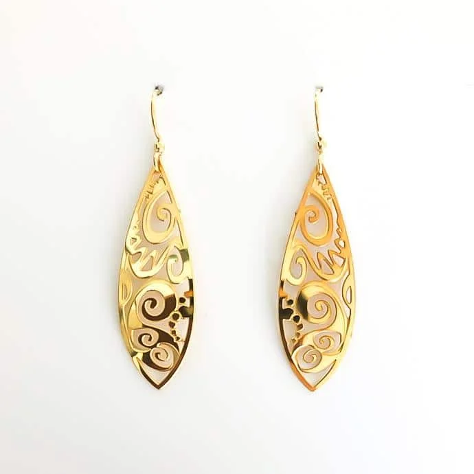 gold drop earrings with diamonds for women-Breaking Surf Earrings