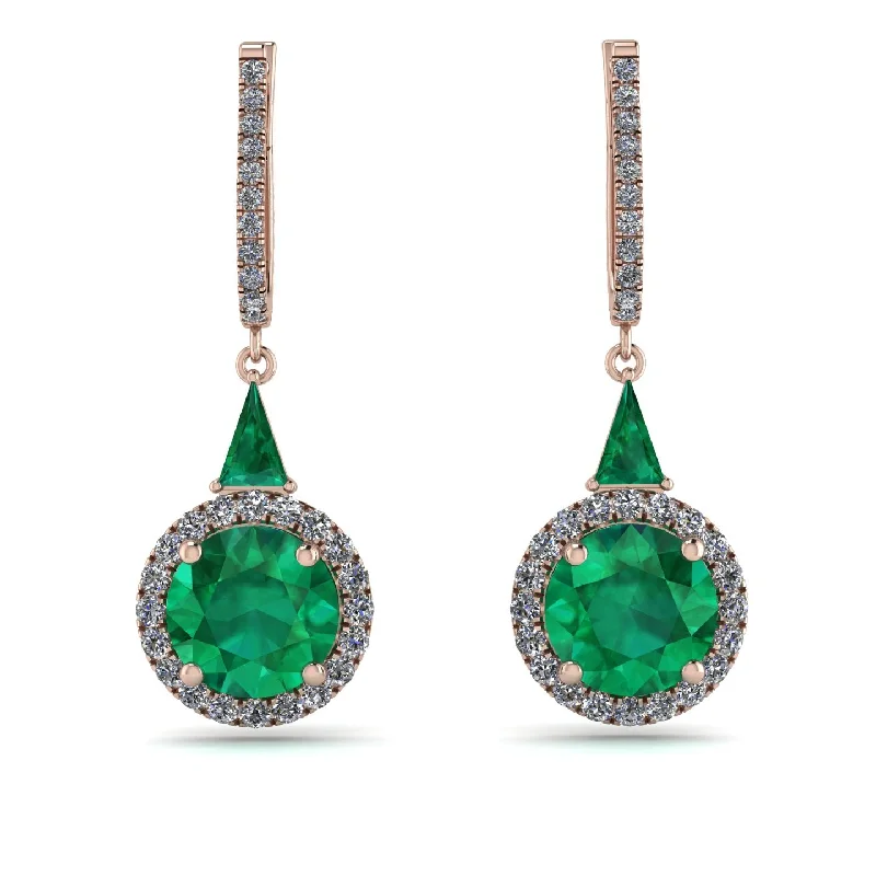 butterfly earrings for women-Hidden Halo Emerald Earrings - Joanna No. 5