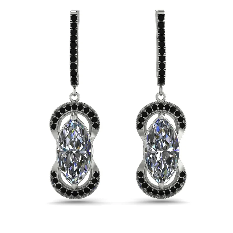 bohemian earrings for women-Marquise Vintage Diamond Earrings - Marley No. 33