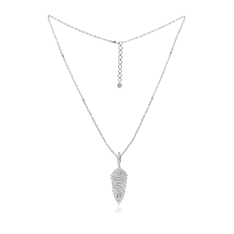 minimalist necklace for women-Jewels Diamond Feather Pendant