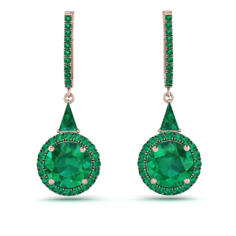 diamond hoop earrings for women-Hidden Halo Emerald Earrings - Joanna No. 20