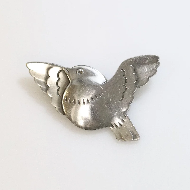 sparkly brooch for women-Vintage Georg Jensen Jewelry | Flying Chubby Bird Brooch 320