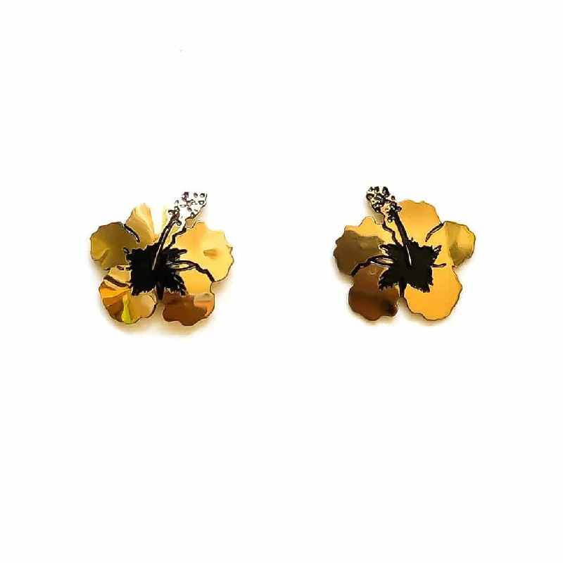 luxury diamond earrings for women-Hibiscus