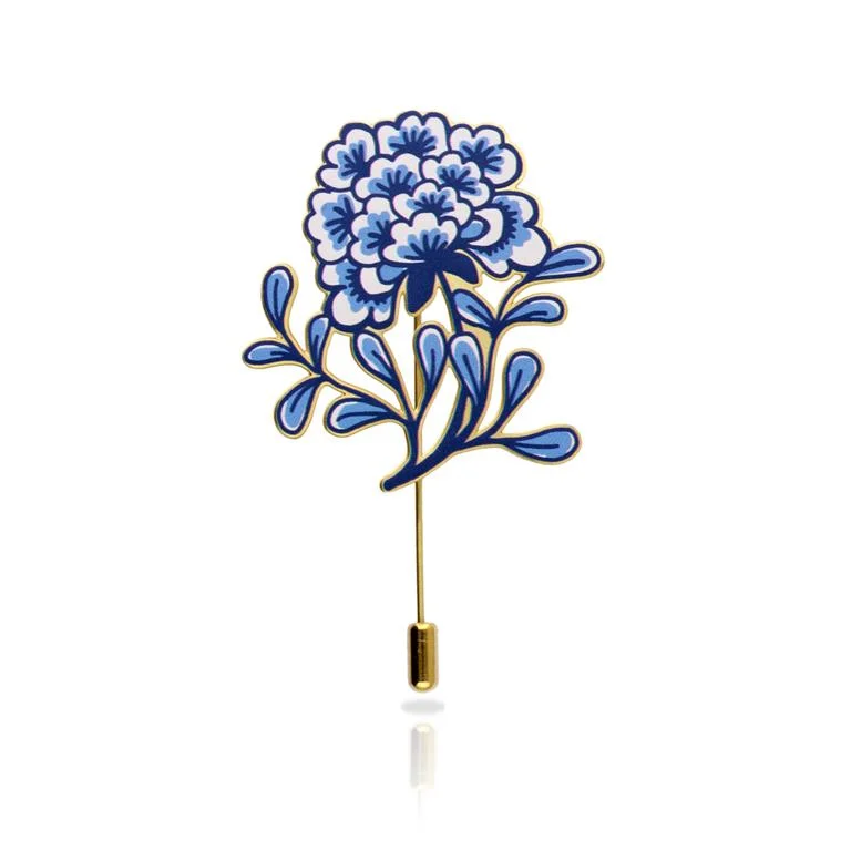 bold brooch for women-RAS Porcelana Flor Gold Brooch