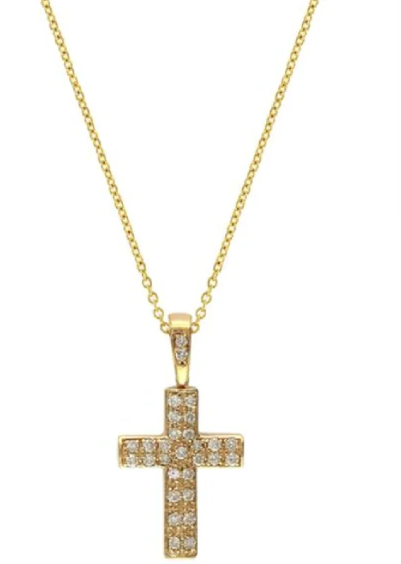 two-tone necklace for women-14K Yellow Gold Diamond Cross Pendant