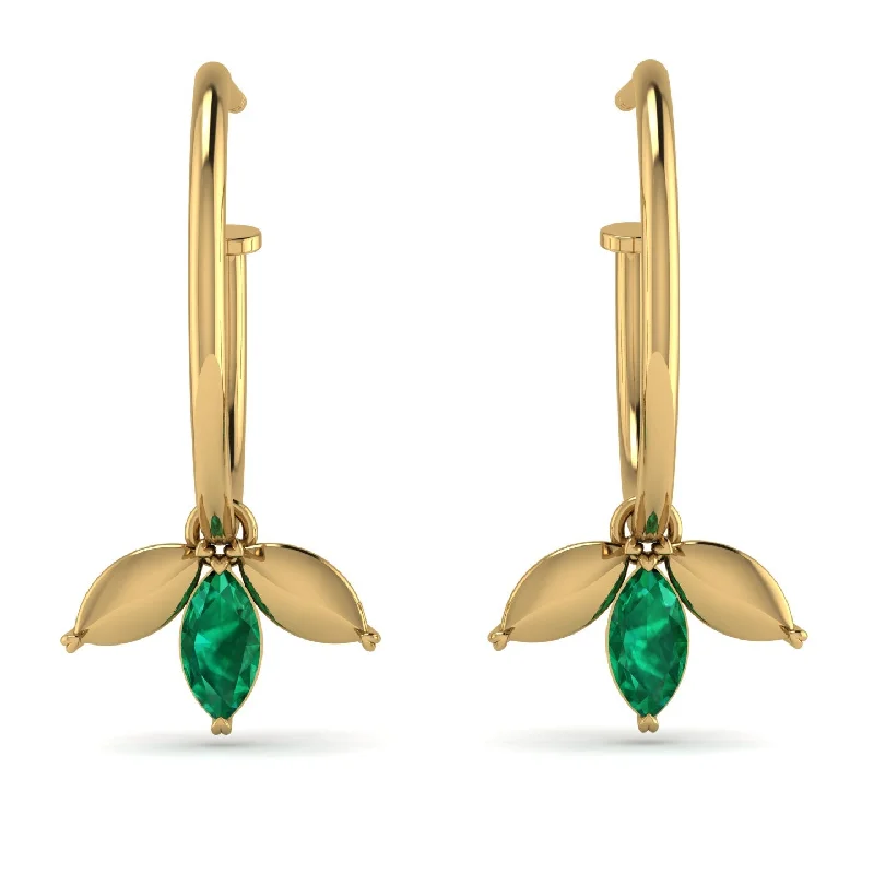 boho-style earrings for women-Leaves Emerald Earrings - Anika No. 4