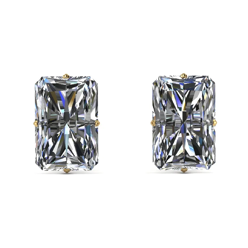 multi-layered earrings for women-Hidden Halo Emerald Cut Diamond Earrings  - Vanessa No. 31