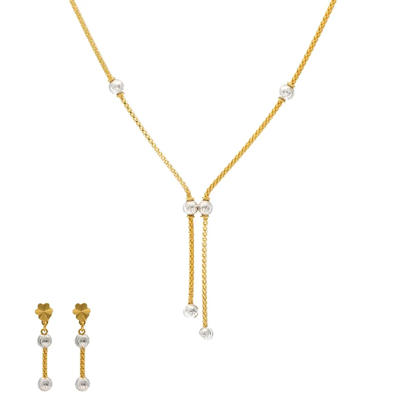 dainty heart necklace for women-22K Yellow & White Gold Perla Jewelry Set