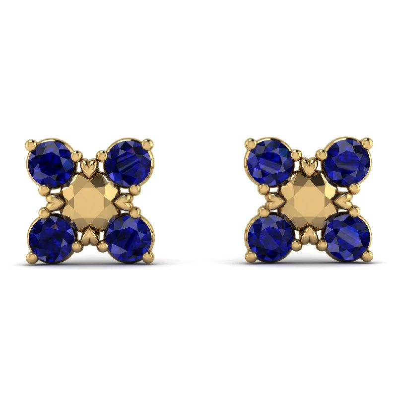 luxury gold earrings for women-GeometricSapphire Earrings Golden Diamond - Jayda No. 13