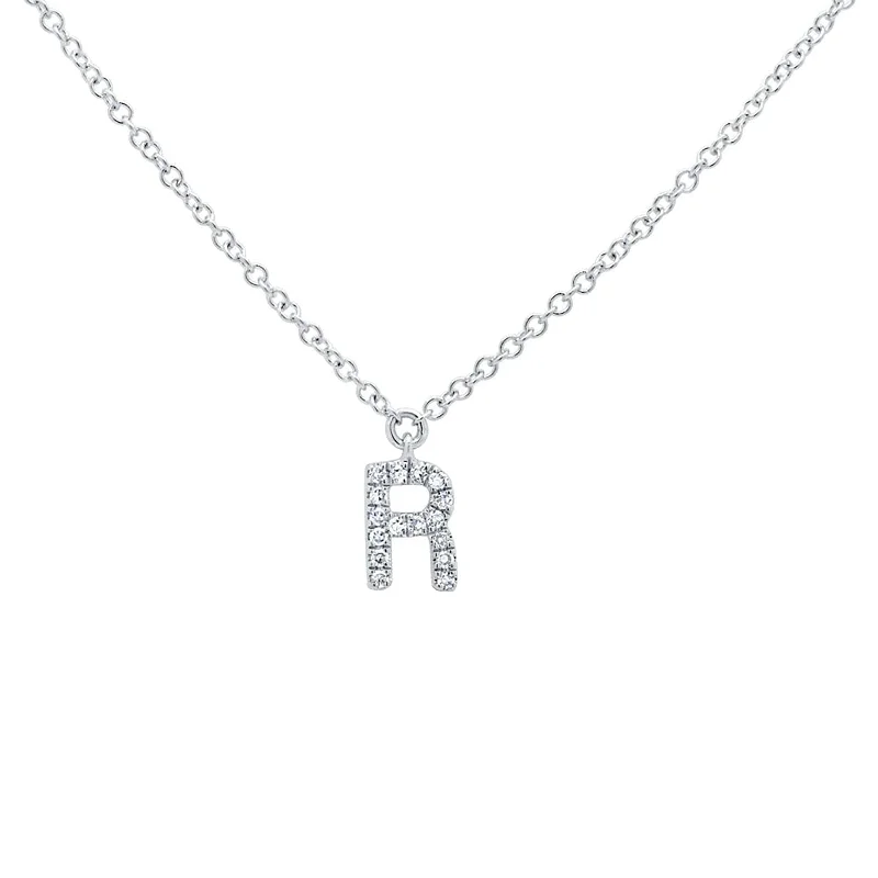 chic pearl necklace for women-Diamond Initial Pendant - Letter R