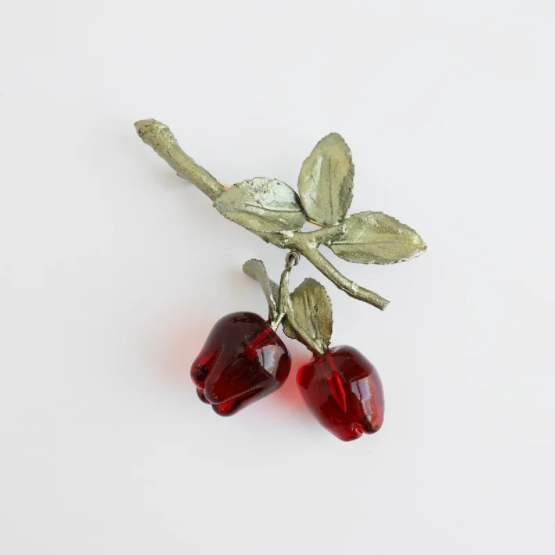 butterfly enamel brooch for women-Delicious Apple Wire Brooch