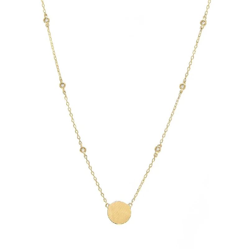 celestial necklace for women-14K Yellow Gold Diamond Disc