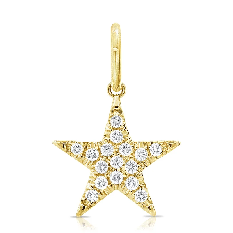 custom birthstone necklace for women-14K Yellow Gold Diamond Star Pendant