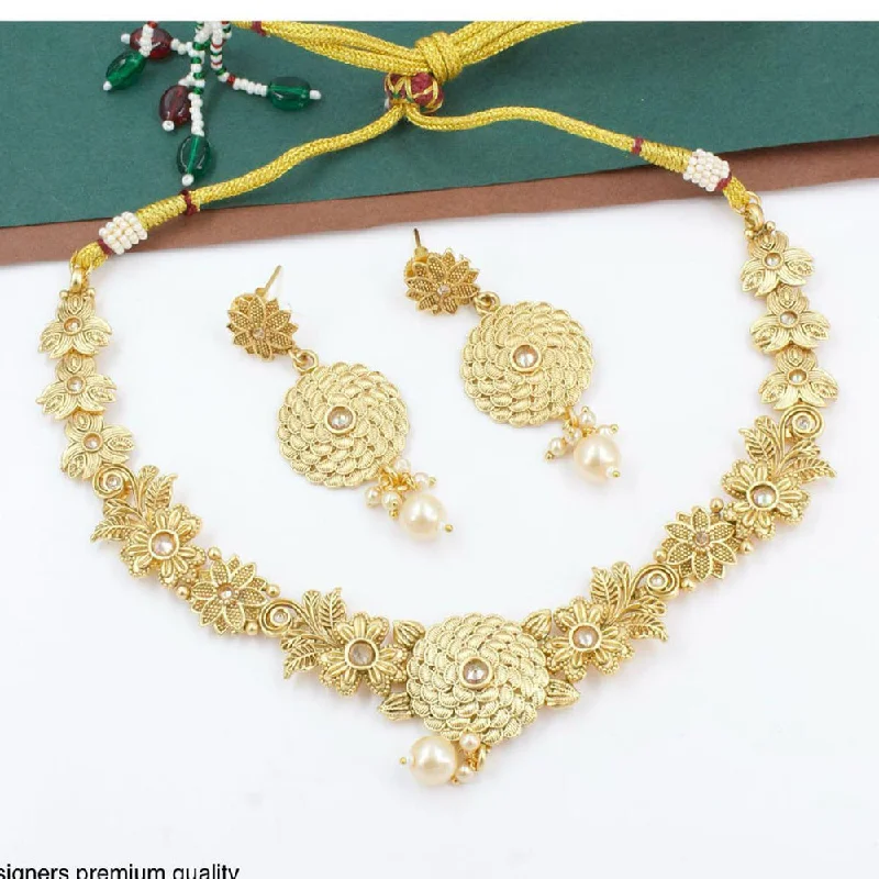 classic heart necklace for women-Manisha Jewellery  Gold Plated Pota Stone Neckklace Set