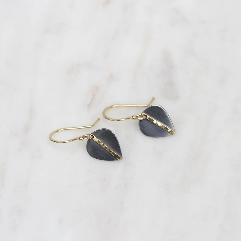 statement stud earrings for women-Small Mod Two Tone Leaf Earrings