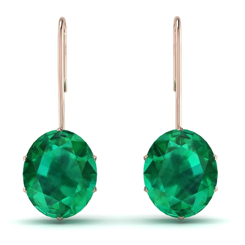 statement earrings for women-Oval Hidden Halo Emerald Earrings - Gemma No. 35